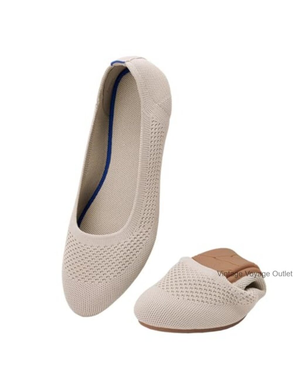 Women's Slip On Ballet Flats Breathable Knit Walking Shoes Memory Foam Arch